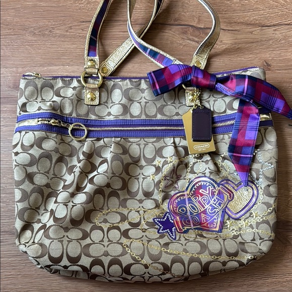 Coach Brown and Gold Signature Tote - Picture 1 of 6